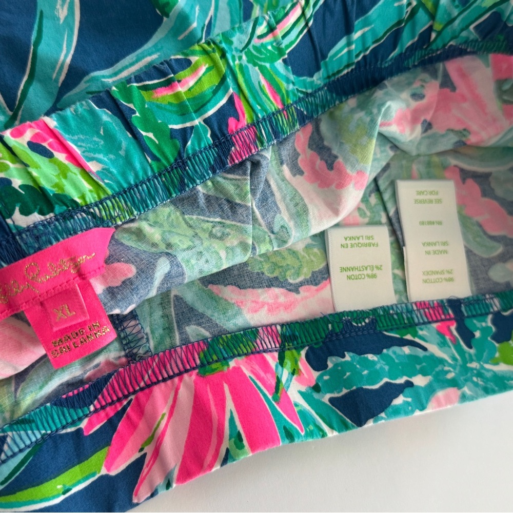 Lilly Pulitzer Navy Floral Shorts with Pink & Green Print - Picture 4 of 4